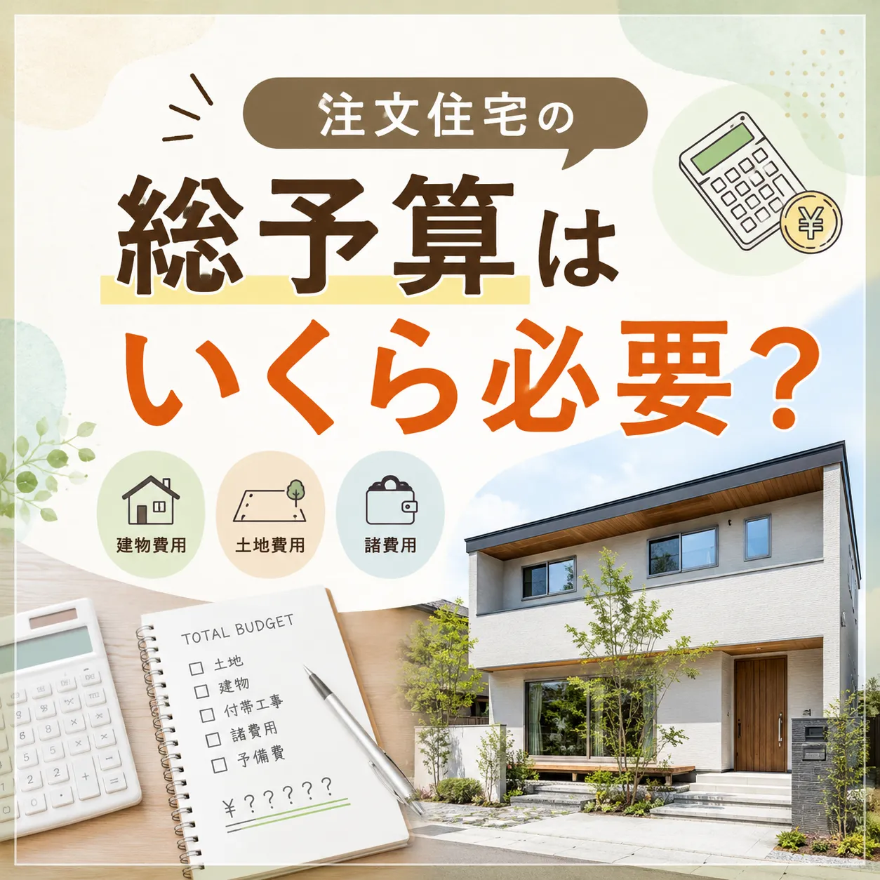 注文住宅の総予算はいくら必要?建物以外にかかる費用も解説